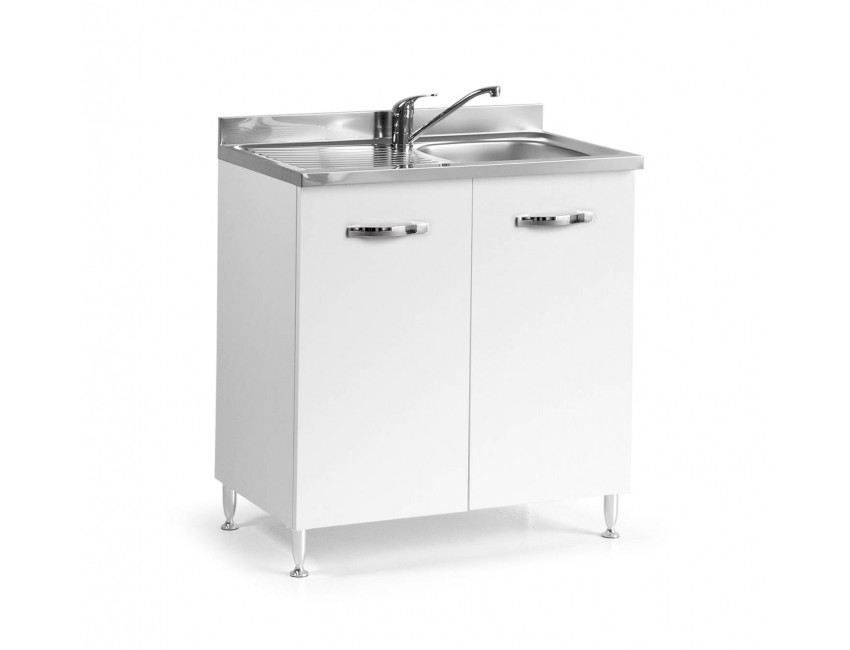 Base sottolavello cucina 80x50xH85 in legno con lavello a vasca singola