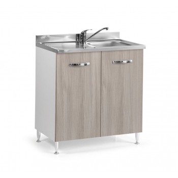 Base sottolavello cucina 80x50xH85 in legno con lavello a vasca singola