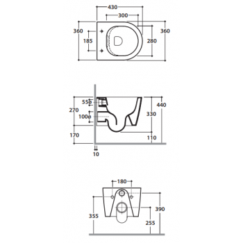 Globo Hängende Toilette 37x52 cm aus Keramik Forty3