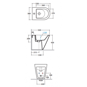 Globo EinlochBidet aufgehängtes 36x57 cm aus Keramik Forty3