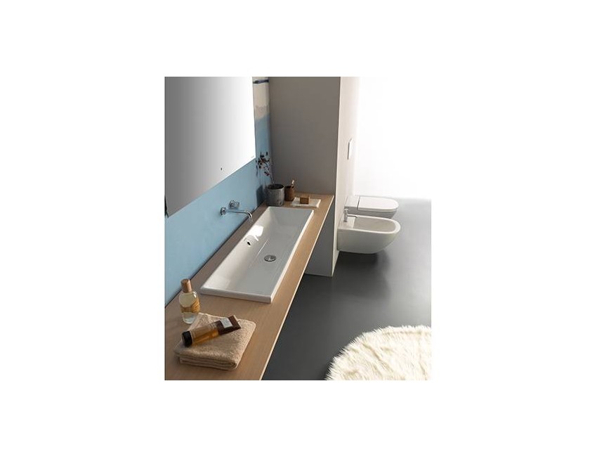 Lavabo ad incasso 105x34 cm in ceramica Globo serie Stockholm