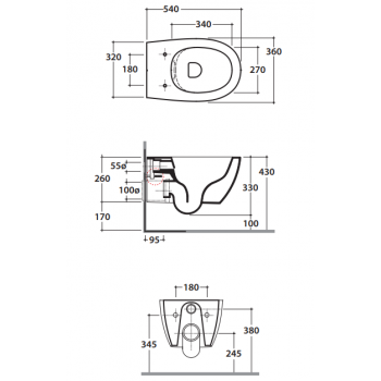 Hängende Toilette 36x54 cm aus Keramik Globo 4ALL
