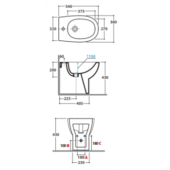 Bidet a terra monoforo 36x54 cm in ceramica Globo serie 4ALL