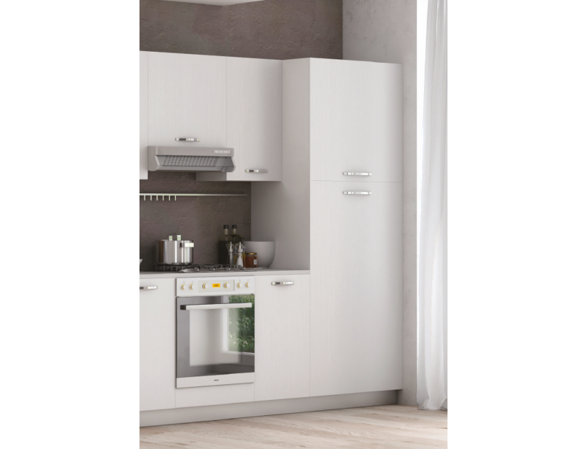 Colonna Frigo 215 cm in legno Bianco Frassinato