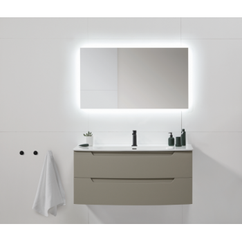 Mobile bagno sospeso 120 cm in legno Fumé opaco con Lavabo