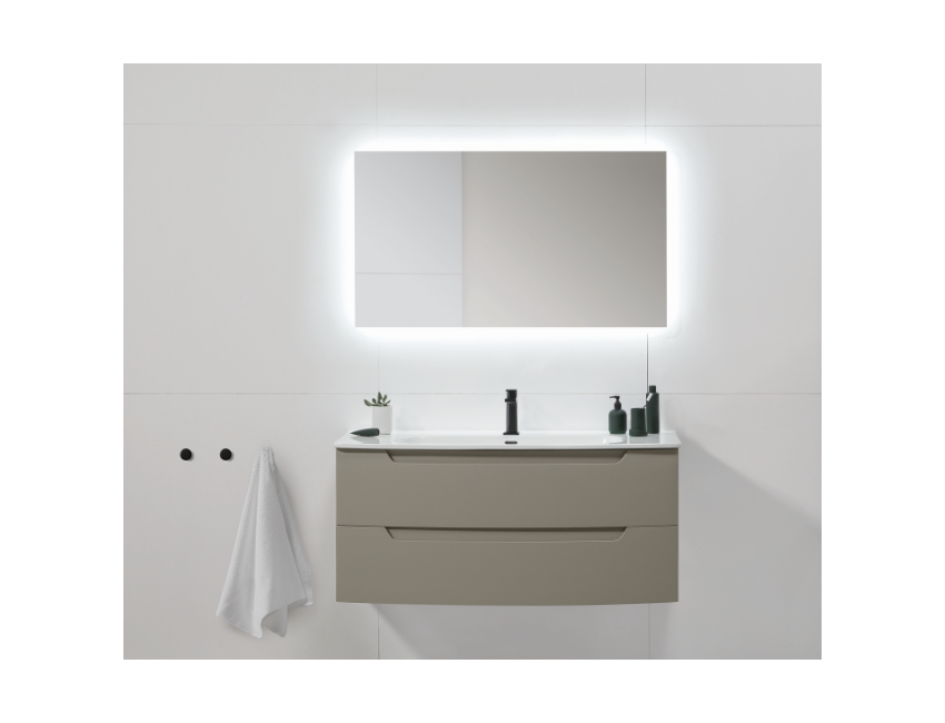 Mobile bagno sospeso 120 cm in legno Fumé opaco con Lavabo
