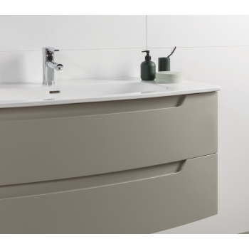 Badezimmer Badmöbel 120 cm aus glänzend weiß lackiertem Holz mit Porzellan Waschtisch