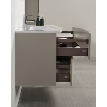 Mobile bagno sospeso 120 cm in legno Fumé opaco con Lavabo