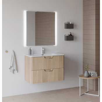 Badezimmer Badmöbel 120 cm aus Fumé matte Holz mit Keramik Waschtisch