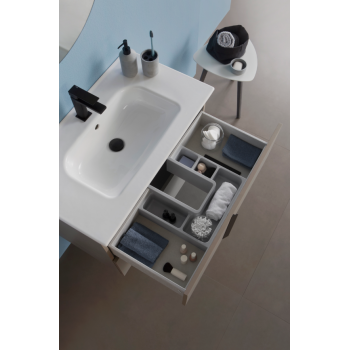 Badezimmer Badmöbel 80 cm aus Eiche Nordic Holz mit Keramik Waschtisch