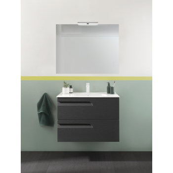 Mobile bagno sospeso 80 cm in legno Grigio Nature con Lavabo in ceramica