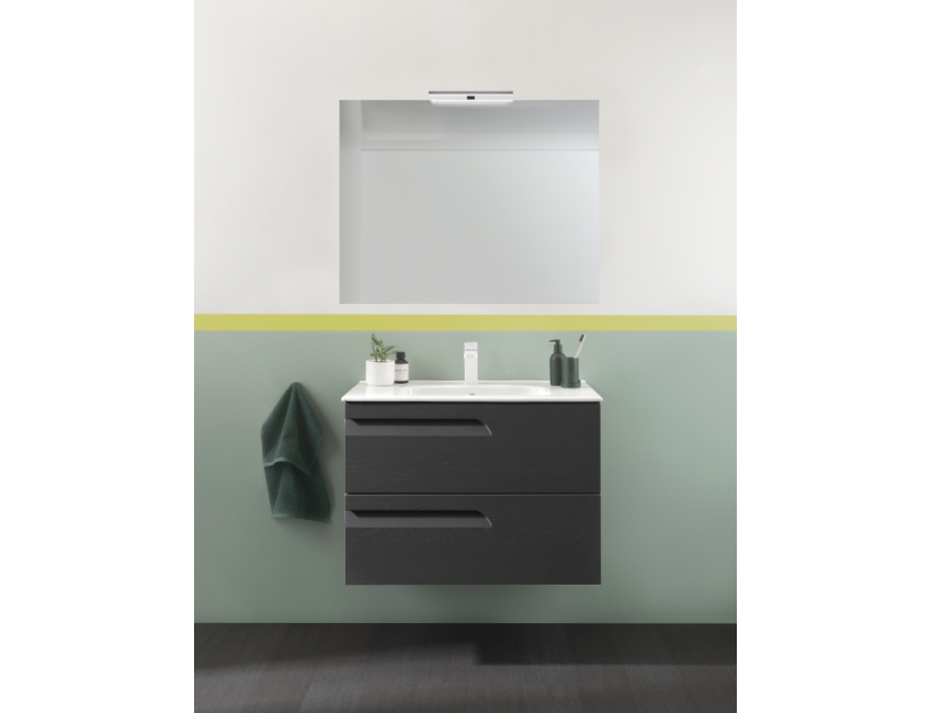 Mobile bagno sospeso 80 cm in legno Grigio Nature con Lavabo in ceramica