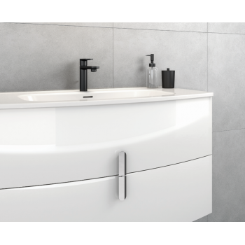 Mobile bagno sospeso 80 cm in legno laccato Bianco Lucido con Lavabo in ceramica