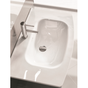 Mobile bagno sospeso 100 cm in legno Antracite con Lavabo in ceramica