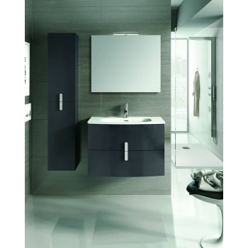 Mobile bagno sospeso 100 cm in legno Antracite con Lavabo in ceramica