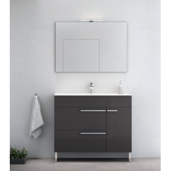 Mobile bagno a terra 70 cm in legno Grigio Sabbiato con Lavabo in ceramica