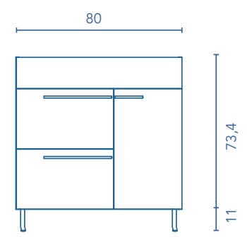 Mobile bagno a terra 80 cm in legno Fumé Sabbiato con Lavabo in ceramica