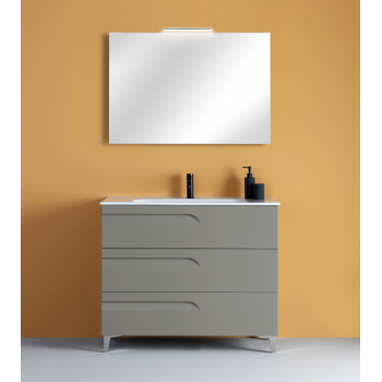 Mobile bagno a terra 80 cm in legno Bianco Nature con Lavabo in ceramica