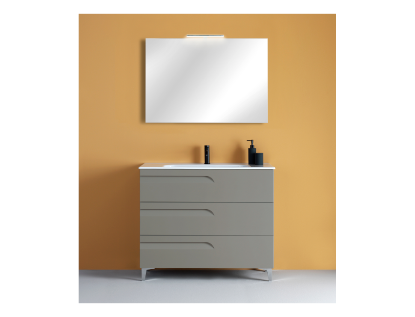 Badezimmer Badmöbel 80 cm aus Weiß Nature Holz mit Keramik Waschtisch