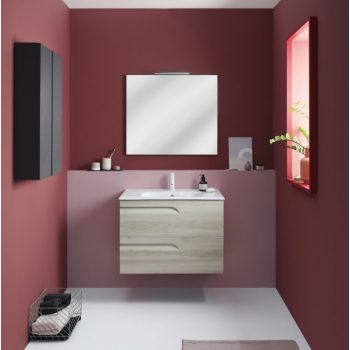 Mobile bagno sospeso 100 cm in legno Bianco Nature con Lavabo in ceramica