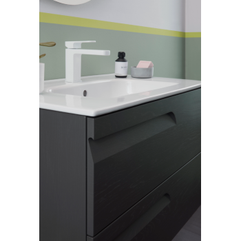 Mobile bagno sospeso 100 cm in legno Grigio Nature con Lavabo in ceramica