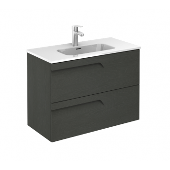 Mobile bagno sospeso 100 cm in legno Grigio Nature con Lavabo in ceramica