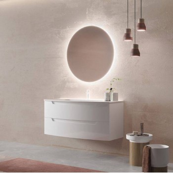 Mobile bagno sospeso 120 cm in legno Bianco opaco con Lavabo in ceramica