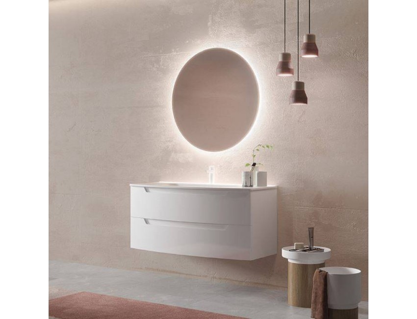 Mobile bagno sospeso 120 cm in legno Bianco opaco con Lavabo in ceramica