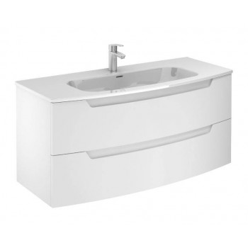 Mobile bagno sospeso 120 cm in legno Bianco opaco con Lavabo in ceramica