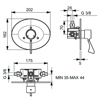 Idral Miscelatore termostatico progressivo Doccia ad incasso con leva clinica 900.42