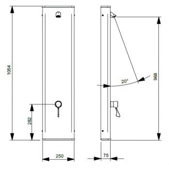 Idral Pannello doccia a parete in acciaio inox con miscelatore termostatico progressivo e comando a leva clinica 900.92