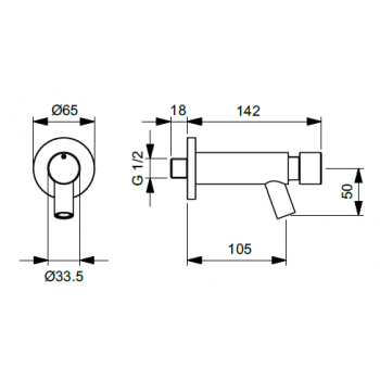 Idral rubinetto temporizzato lavabo a parete Inox 08400