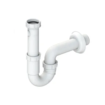 Siphon für Waschtisch Ø 40 mm Weiß mit Anschluss 1.1/4 und horizontalem Auslauf