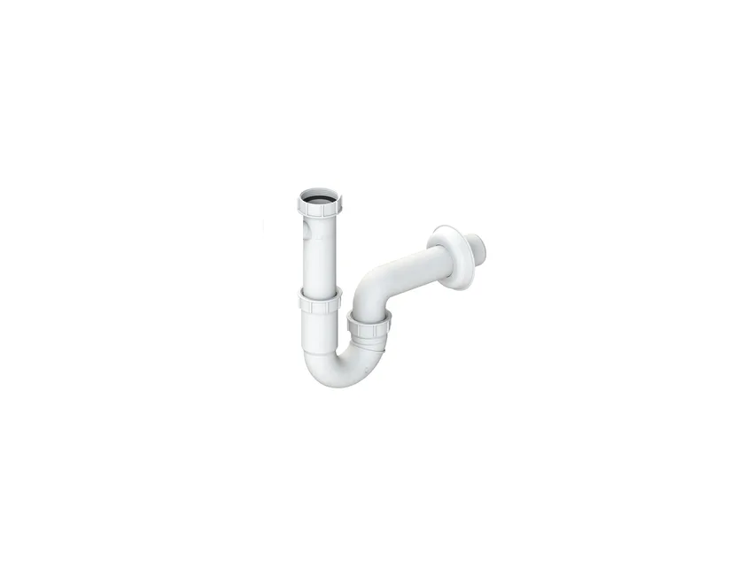 Siphon für Waschtisch Ø 40 mm Weiß mit Anschluss 1.1/4 und horizontalem Auslauf