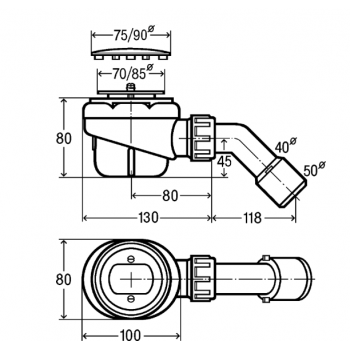 Siphon Ø 90 aus Polypropylen Weiß