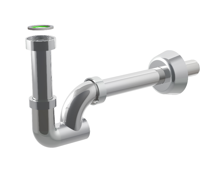 Siphon für Waschtisch Ø 32 mm aus ABS mit 1"1/4" Anschluss