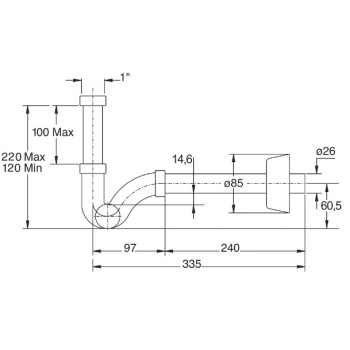 Sifone per Lavabo/Bidet Ø 32 mm in ottone con attacco 1"1/4