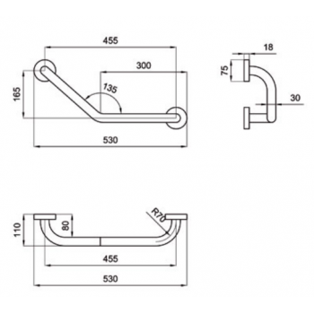 Idral 2-Wand Haltegriff serie EASY, antibakterielle Rilsan – Beschichtung 12002R
