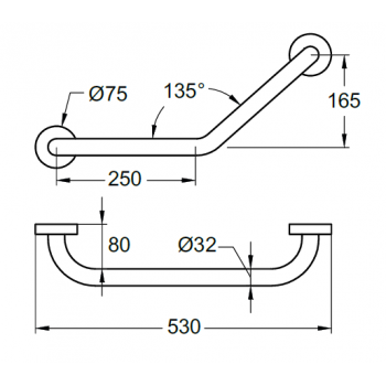 Idral maniglione di supporto angolare 135° in acciaio inox serie Easy 12013IS