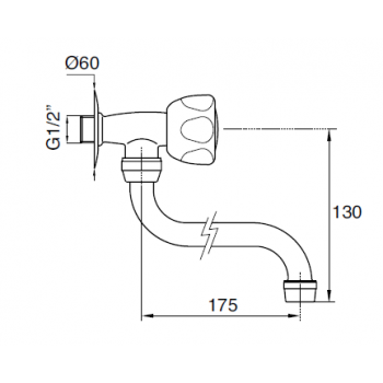 Idral wandmontierte Waschtischarmatur mit Griff 0160M12
