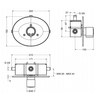 Idral miscelatore temporizzato doccia con scatola da incasso Minimal 08142/1