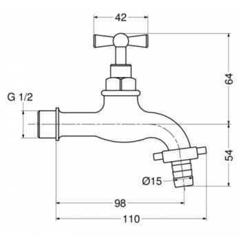 Idral rubinetto portagomma da giardino in ottone lucidato 0151G12