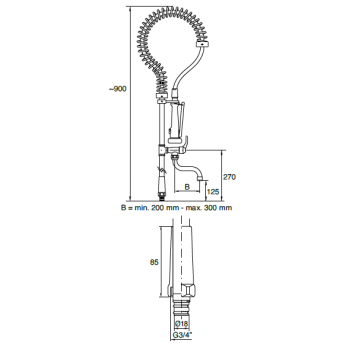 Idral gruppo doccia prelavaggio a parete con doccetta 09425
