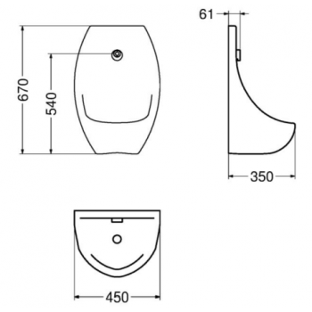 Hängende Urinal 31,5x31 cm aus Keramik Globo Milos