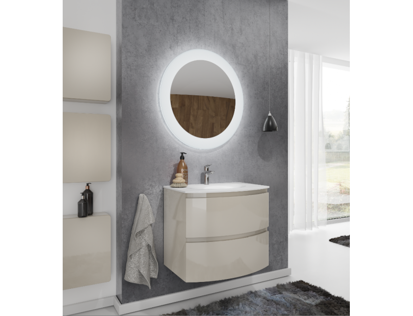 Badezimmer Badmöbel 100 cm aus glänzend weiß lackiertem Holz mit Waschtisch Atene