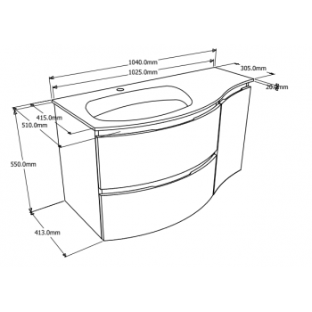 Mobile bagno sospeso 100 cm in legno Rovere Oro con Lavabo Atene