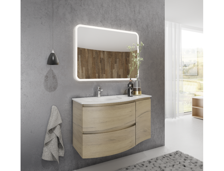 Badezimmer Badmöbel 70 cm aus glänzend weiß lackiertem Holz mit zwei Türen