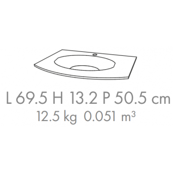 Mobile bagno sospeso 70 cm in legno Grigio Scuro Lucido con Lavabo Atene