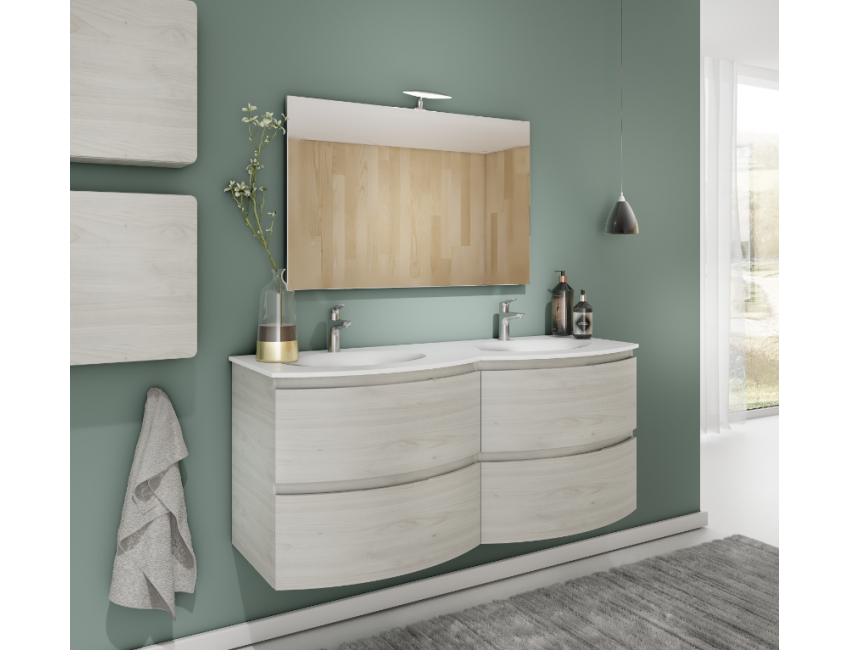 Mobile bagno sospeso 140 cm in legno nordico con Lavabo Atene