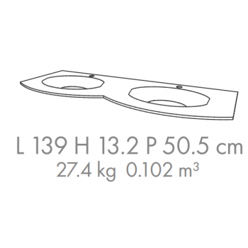 Mobile bagno sospeso 140 cm in legno Cappuccino Lucido con Lavabo Atene